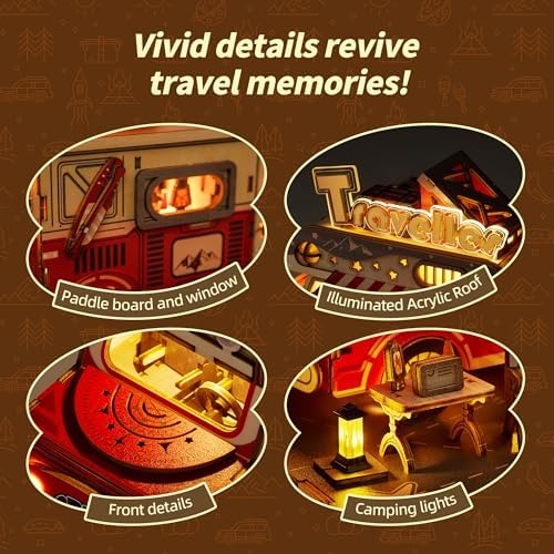 3D Wood Travel Truck Puzzle - LED Lighted DIY Kit
