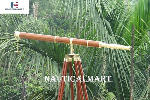 NauticalMart Brass Wood Admiral Telescope 60 Inch