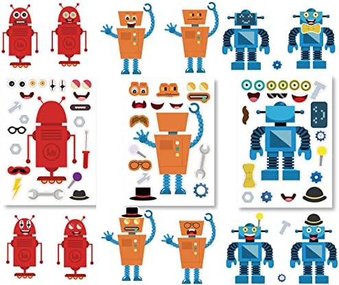 24 Sheets Robot Stickers DIY Craft for Kids Toddlers