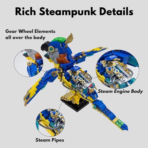 Steampunk Macaw Building Block Set 490 Pcs