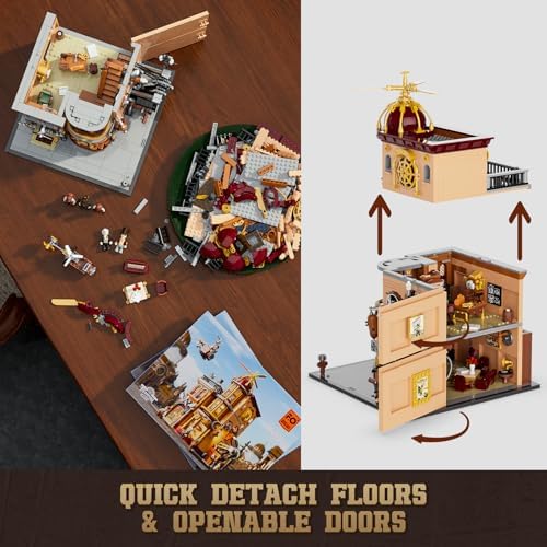 FUNWHOLE Steampunk Flying Club Light Building Set - 1871 Pieces