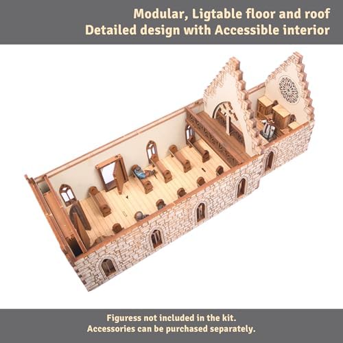 Medieval Chapel DIY Wooden Building Kit 308PCS 8hrs Realistic