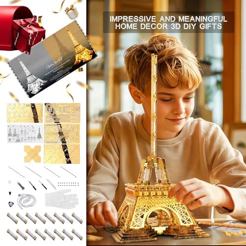 21 Inch 3D Puzzle Eiffel Tower LED Night Light Model Kit