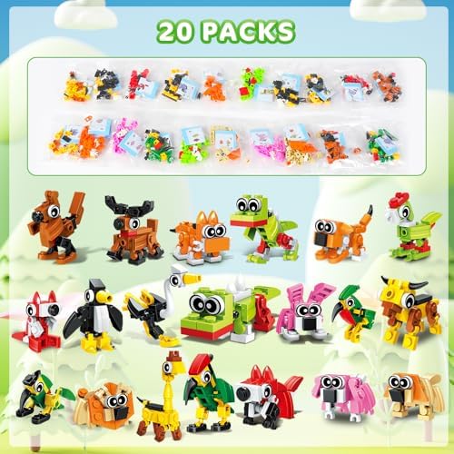 HOGOKIDS 3-in-1 Animal Building Blocks Set 20 Packs