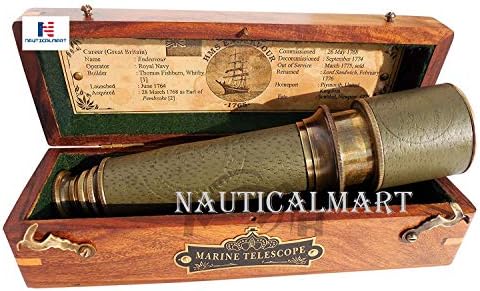 18 Inch Brass Ship Captain Telescope with Hardwood Box