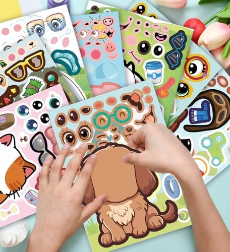 24PCS Animal Face Stickers for Kids Party Favors