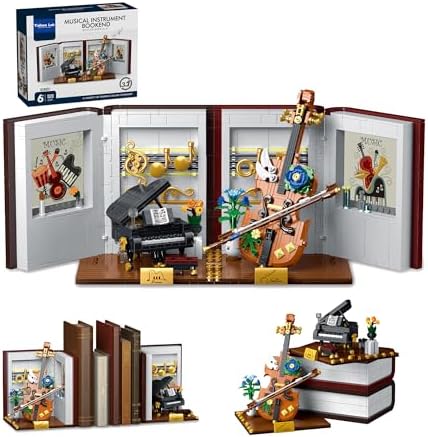 3 in 1 Music Themed Bookend Building Block Toy Set with LED Lights