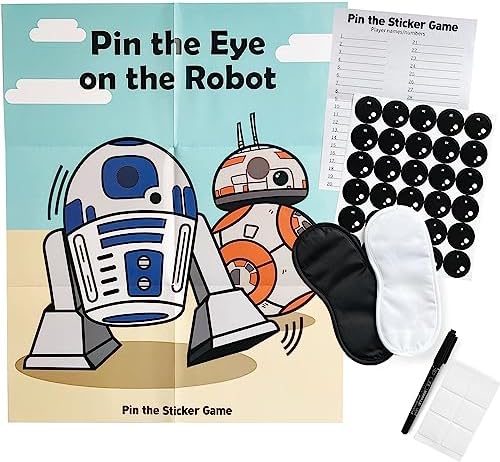 Pin The Sticker Game Robot Party Decor