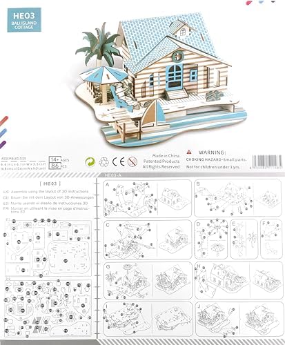 Bali Island Cottage 3D Wooden Puzzle Kit