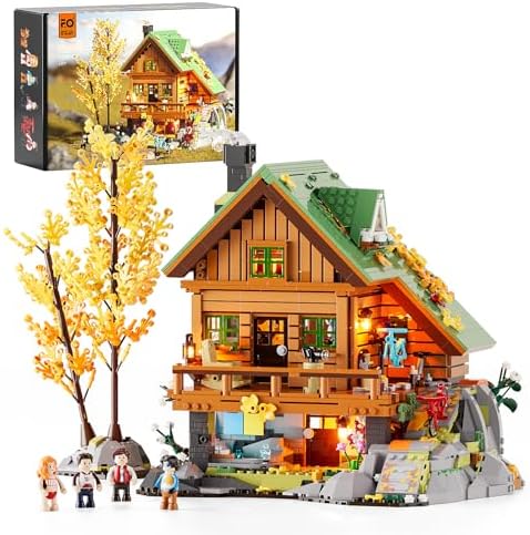 FUNWHOLE Mountain Cabin Building Set for Adults and Teens