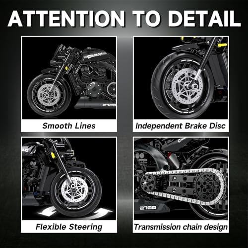 MJDDJA 18 Scale Motorcycle Building Kit for Adults and Kids