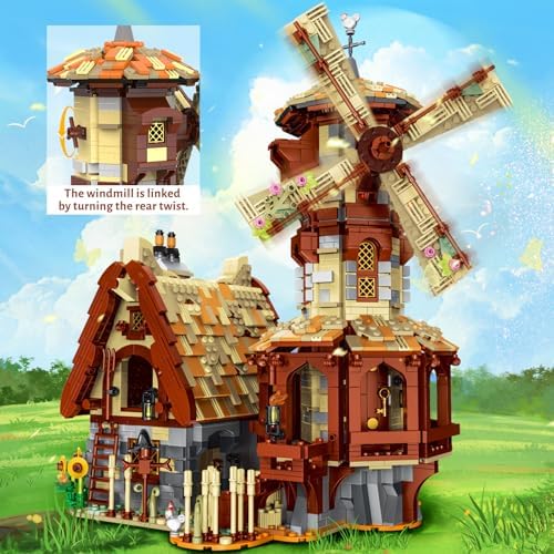 JMBricklayer Medieval Windmill House Building Set for Adults