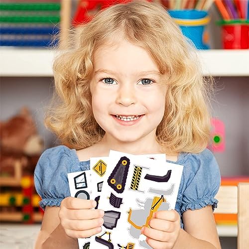 BBPOOL 24 Sheets Construction Truck Stickers for Kids