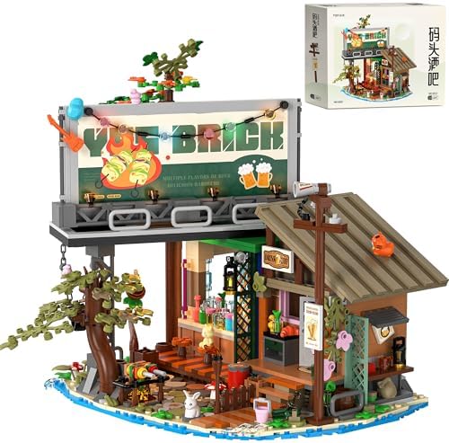 Wooden Pier Bar Mini Building Blocks with LED Light - 1108PCS