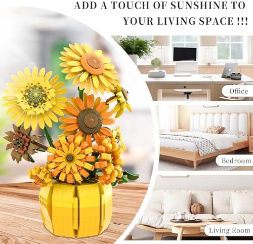 BrickTribe Van Gogh Sunflower Building Blocks Set for Adults 1009PCS