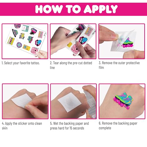 90s 80s Style Temporary Tattoos Birthday Party Decorations