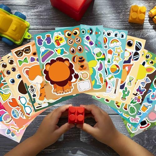 24 Sheet Animal Face Stickers for Kids Crafts