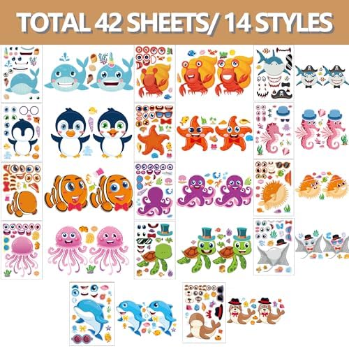 42 Sheets DIY Ocean Animals Stickers for Kids