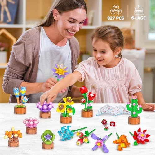 CUBIMANA 24 Pack Flower Building Blocks Toy Set for Kids Ages 6