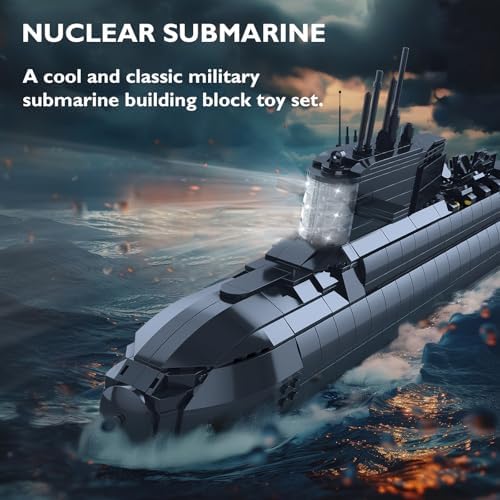 JMBricklayer Nuclear Submarine Building Set - Military Model Toy with Lights