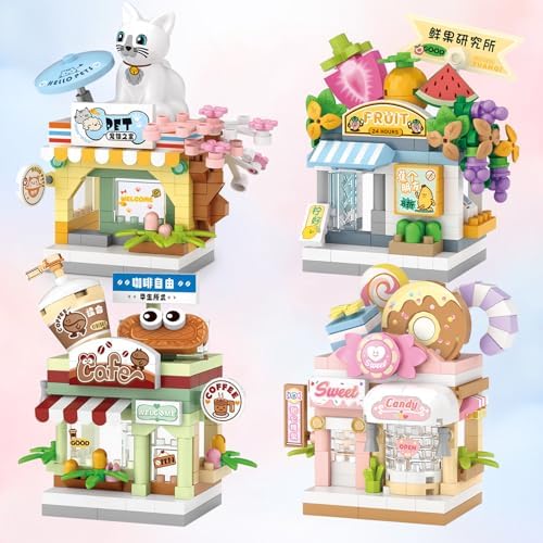 MEIEST 4 Piece Mini City Shop Building Blocks Set