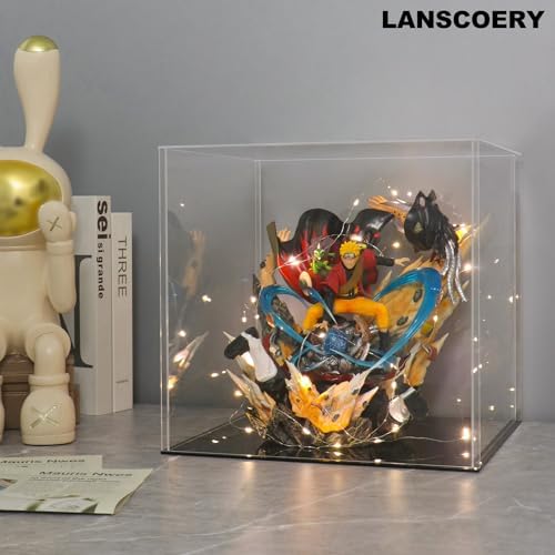 LANSCOERY Acrylic Display Case 3x3x3inch Black Base