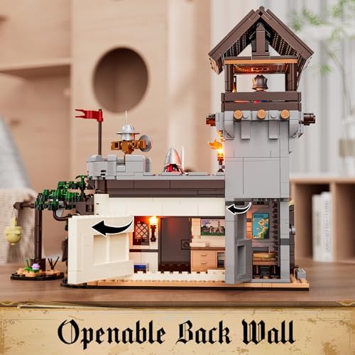 FUNWHOLE Medieval Training Ground Building Set with 5 Minifigures and 964 Pieces