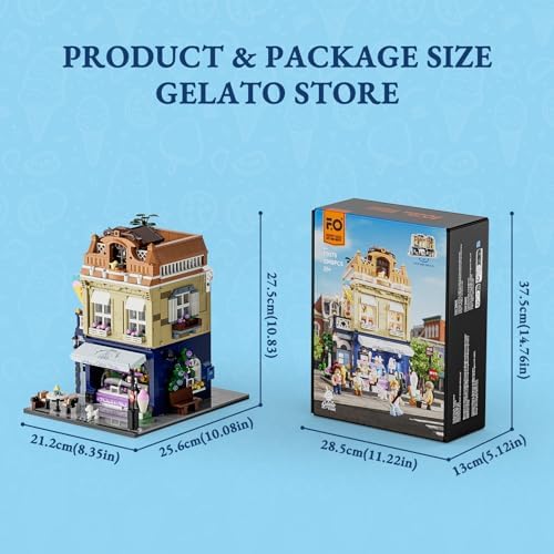 FUNWHOLE Gelato Store Modular Building Set with LED Lights 1948 Pcs