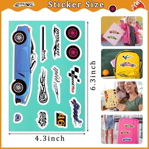 32 Sheets Race Car Stickers for Kids DIY Art Craft