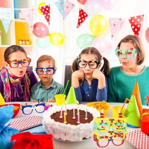 Hxezoc 12 Pcs DIY Building Blocks Glasses Set