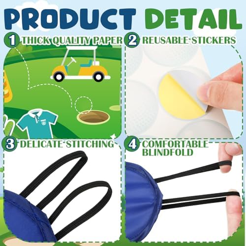 Cholemy 38 Pcs Golf Party Game Stickers Blindfold Set