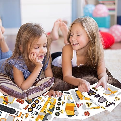 BBPOOL 24 Sheets Construction Truck Stickers for Kids