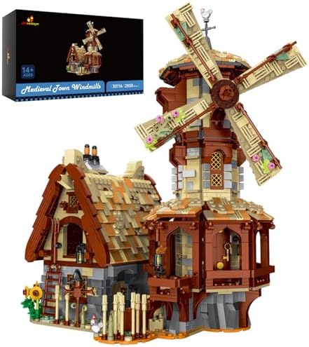 JMBricklayer Medieval Windmill House Building Set for Adults
