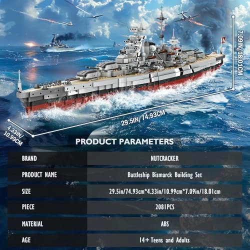 Bismarck Battleship Building Block Set - 2081 Pieces ABS Military Model