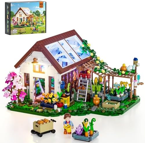 FUNWHOLE Botanical Garden Greenhouse Building Set 1428 Pcs