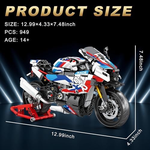 Loyratche Motorcycle Building Blocks Set 949 Pieces