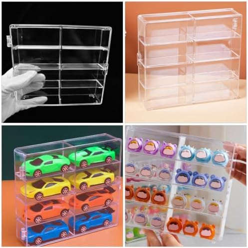 2pcs Compartment Acrylic Car Display Case for Collectibles and Toys