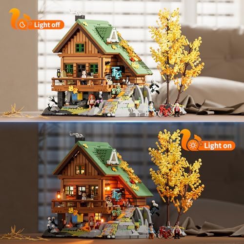 FUNWHOLE Mountain Cabin Building Set for Adults and Teens