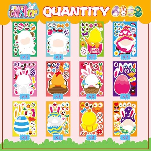 OTAITY 36 Piece Easter Sticker Set for Kids