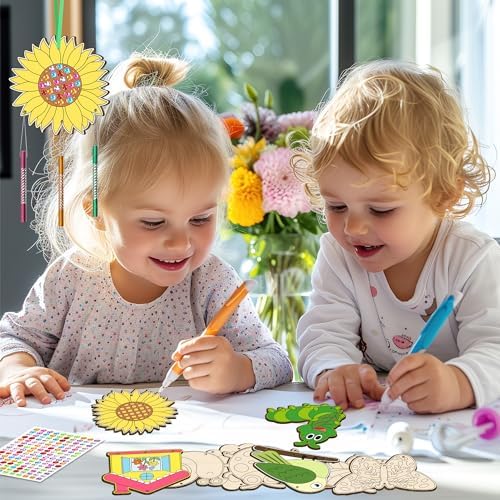 12 Pack Wind Chime Kit DIY Wood Craft for Kids
