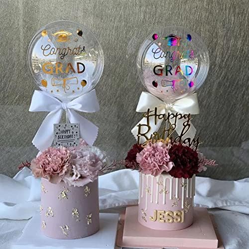 Happy Graduation Balloon Stickers 6 Pcs Clear Transparent Decals