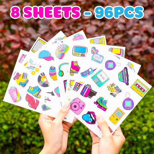 90s 80s Style Temporary Tattoos Birthday Party Decorations