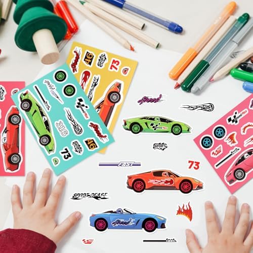 32 Sheets Race Car Stickers for Kids DIY Art Craft