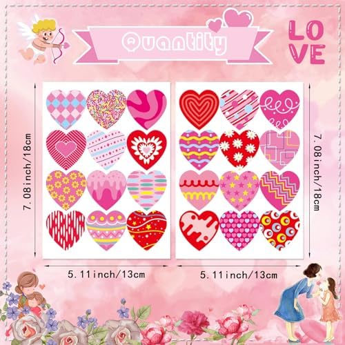 OTAITY 336 PCS Valentine Heart Stickers for Kids and Parties