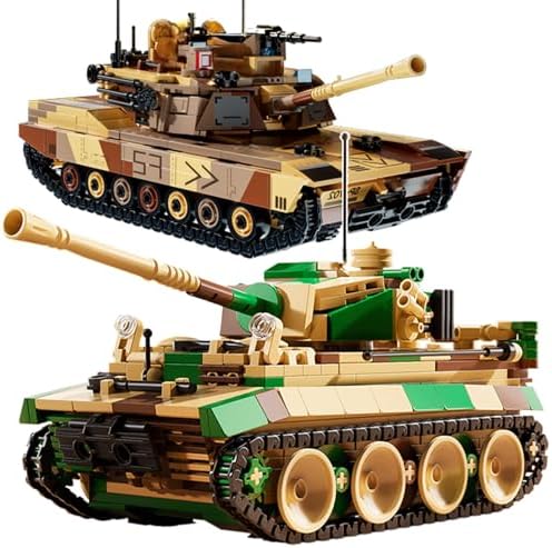 WW2 Army Tiger Tank and M1A2 Tank Building Block Set 1299pcs
