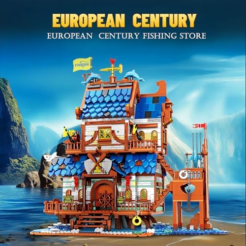 Medieval Fishing Store Lighted Building Blocks Set for Adults