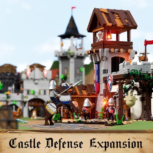 FUNWHOLE Medieval Training Ground Building Set with 5 Minifigures and 964 Pieces