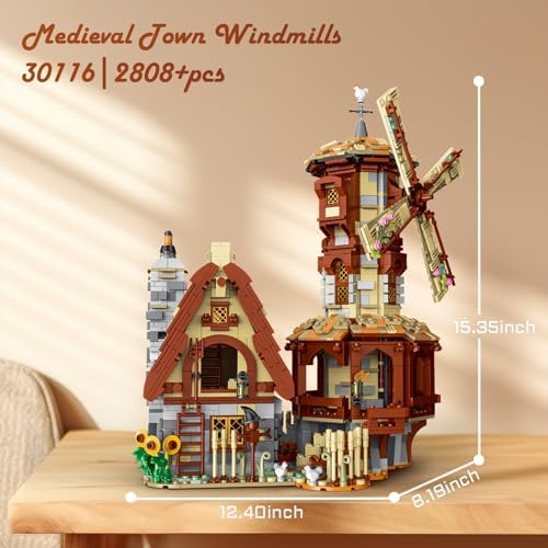 JMBricklayer Medieval Windmill House Building Set for Adults