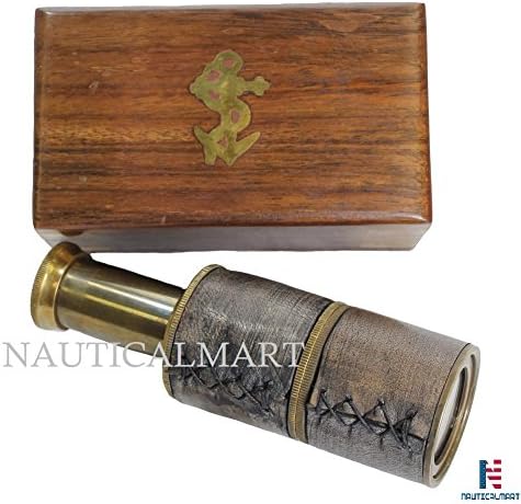 NauticalMart 6 Inch Brass Telescope with Wooden Box