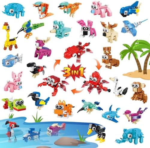 24 Piece Mini Animal Building Block Set for Kids